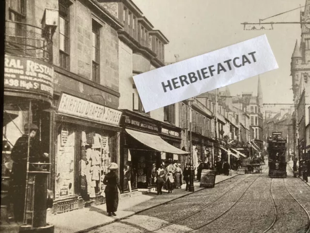 Old Postcard Bridge Street Dunfermline Scotland Shops Tram