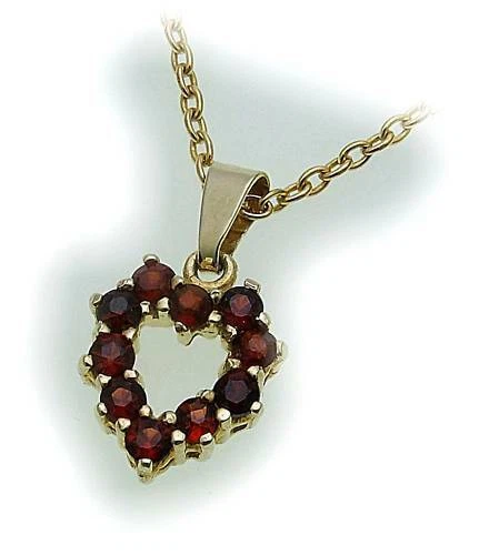 Pendentif Neuf En Or 333 Avec Grenat - Cœur Jaune, Qualité 8 Carats, Fabrication Allemagne