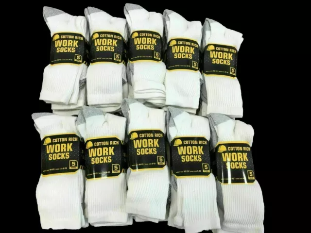 5-20Pairs BIG FOOT Mens Heavy duty work Black Socks Thick Cotton Rich Size 11-14 3