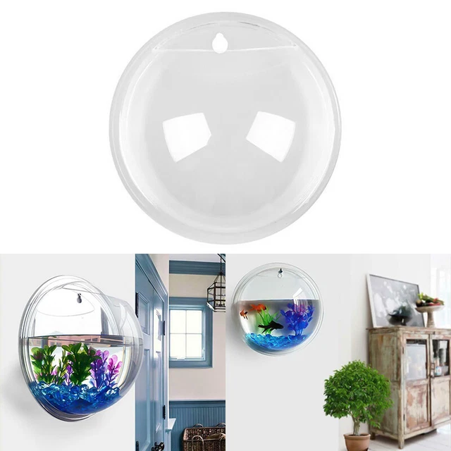 Fish Bowl Aquarium Tank Acrylic Wall Mounted Goldfish Hanger Plant H US0