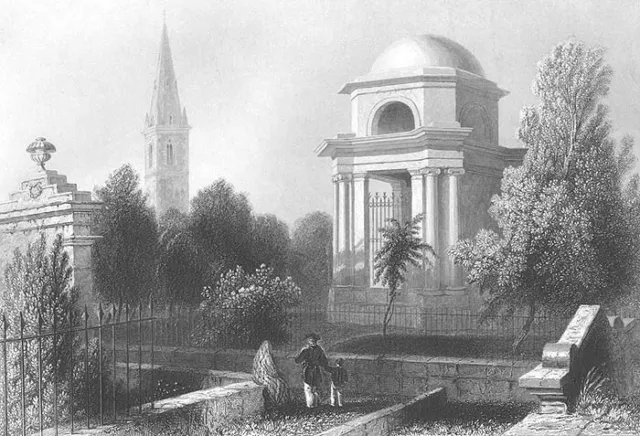Dumfries, POET ROBERT BURNS TOMB ST. MICHAEL'S CHURCH ~ 1840 Art Print Engraving