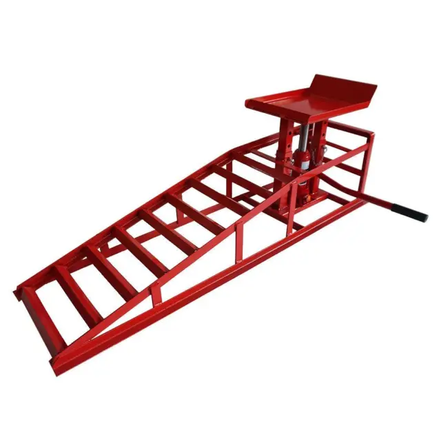 Auto Car truck Services Ramp Lifts Heavy Duty Hydraulic Repairs Frame Red