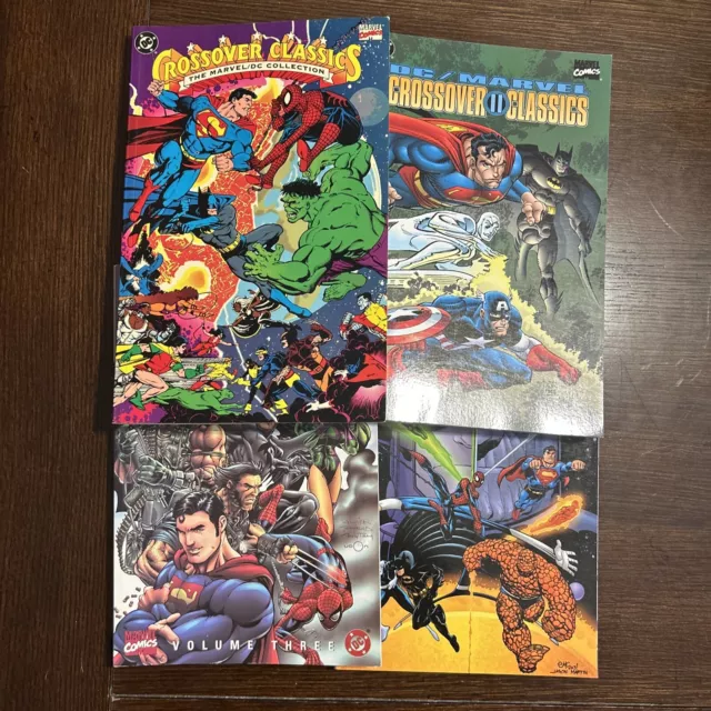 Marvel Y DC Crossover Classics Vol 1 2 3 4 Raro Fuera de Uso Lote de 4 Juegos de Libros