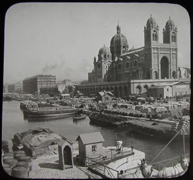 Glass Magic Lantern Slide THE CATHEDRAL MARSEILLES C1910 HISTORIC PHOTO FRANCE