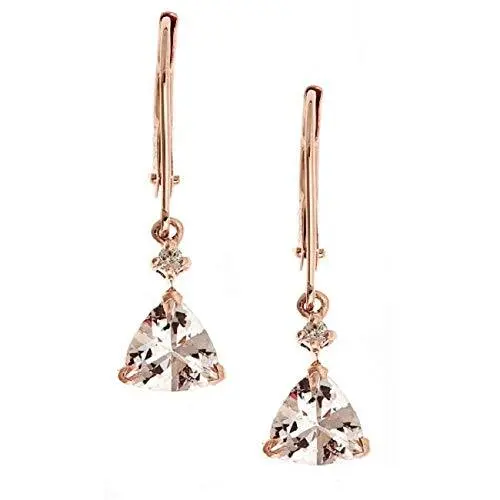 Gin and Grace Jayleen 10K Rose Gold Trillion-Cut Morganite Earring 1.39tcw