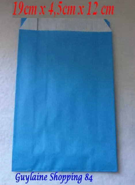 LOT 50 POCHETTES SACHETS PAPIER KRAFT CADEAU BIJOU EMBALLAGE BLEU 12x4,5x19 CM