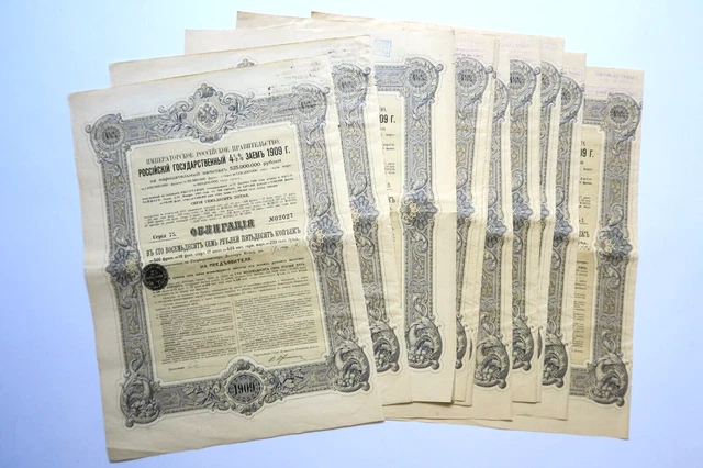 Emprunt Imperial Russe Obligation De 187.50 Roubles 4.5% 1909 X 10 Actions