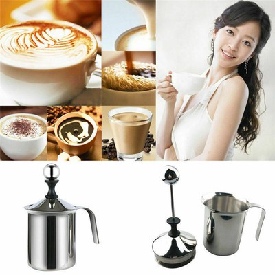 Doppio schiumogeno per Cappuccino 400ml / 800ml Montalatte Manuale in Acciaio Inossidabile DEWIN Montalatte Capacity : 400ML 