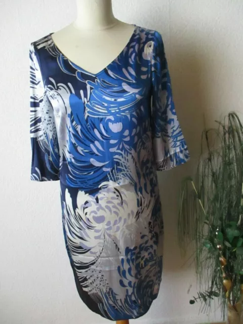 dea Kudibal Damen Kleid Gr. XS blau mehrfarbig 3/4 Arm  58 % Seide