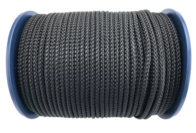 Corde polypropylène tressé noir 8 mm x 250 mètres voile navigation de plaisance 3