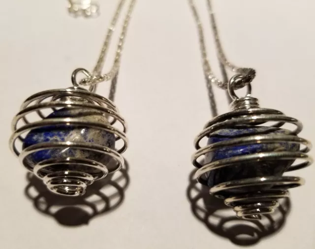 Lapis Lazuli Cage Pendant - Reiki Healing Psychic Protection Mystical - Set of 2