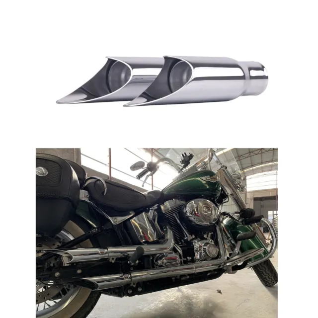SHARKROAD Gp Shorty Style Slip On Mufflers For Harley Softail 1986-2017 Chrome