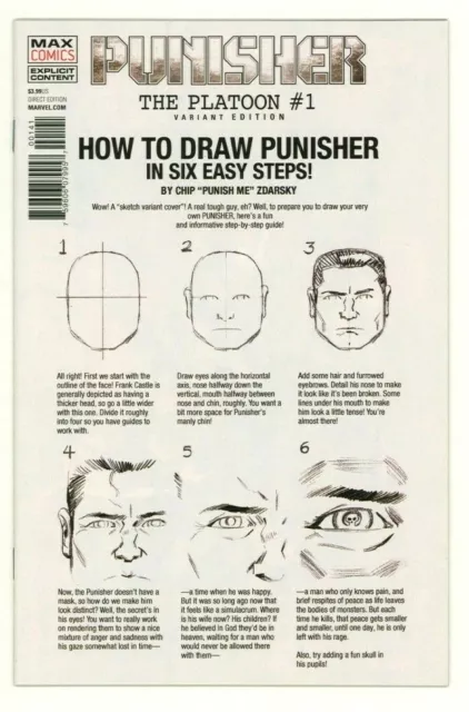 Marvel Comics PUNISHER THE PLATOON (MAX) #1 ZDARSKY How To Draw Variant Cover