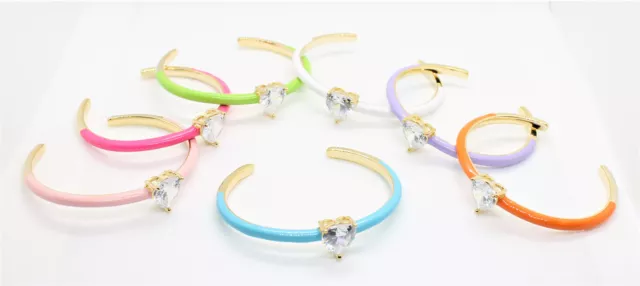 Bracciale Donna Acciaio Strass Pietra Cuore Colore Oro Smalto New Instagram