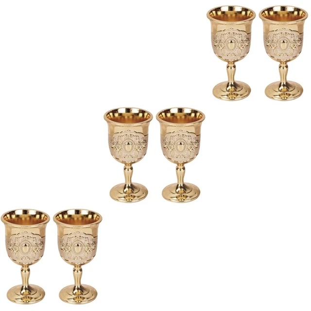 6 pcs Kings Royal Chalice Cup Embossed Wine Glass Rustic Whiskey Glass