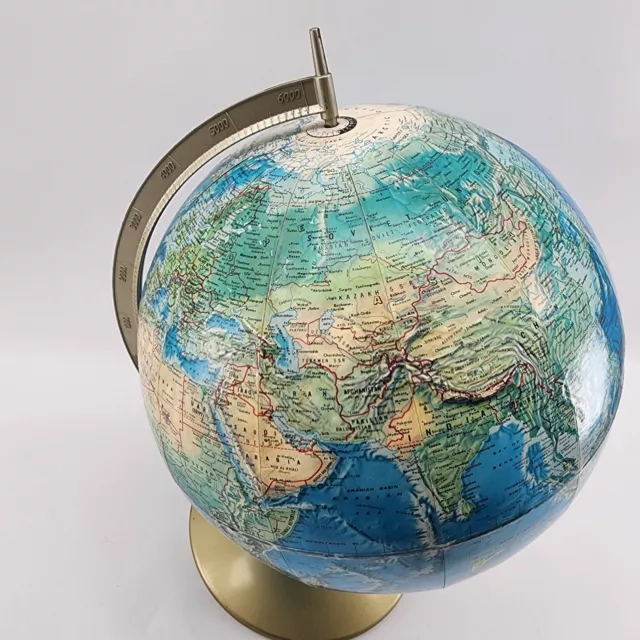 Vintage Rand McNally World Portrait Globe Soviet Union Metal Base 3