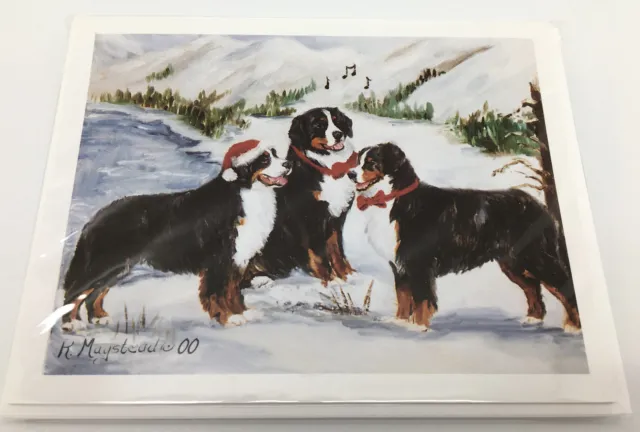 NEW Bernese Mountain Dogs Xmas Berners Christmas Holiday Blank Note Cards Set 8