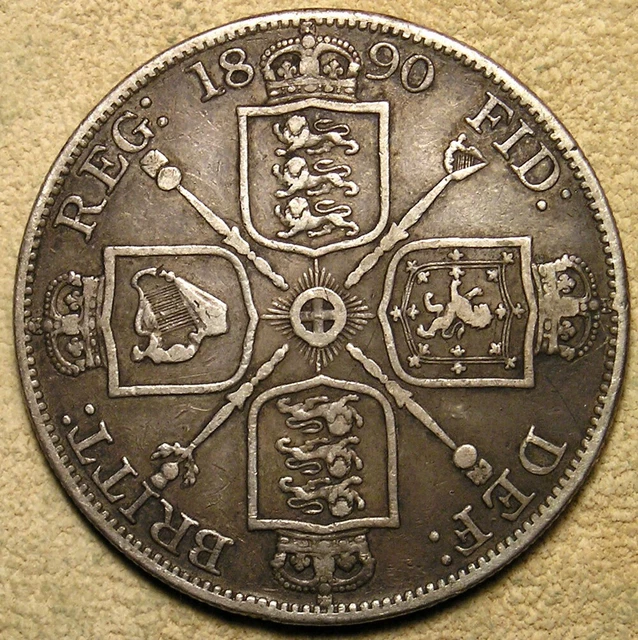 Great Britain: 1890 Queen Victoria Silver Jubilee-Head Double Florin