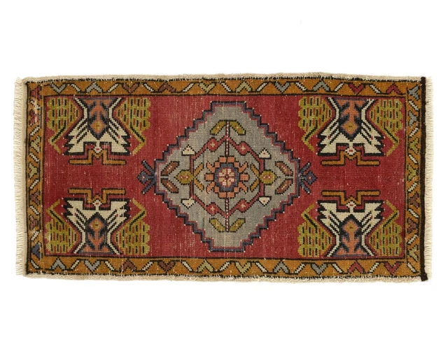 piccolo tappeto vintage turco boho persiano marocchino zerbino da bagno...