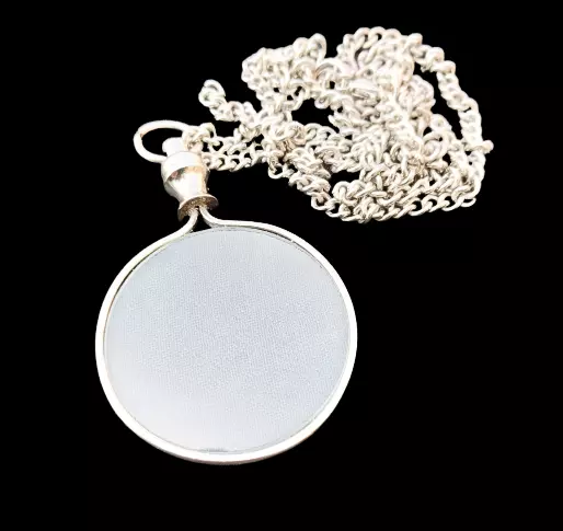 Collier loupe élégant de 1,6 pouces, pendentif en laiton argenté poli,... 3