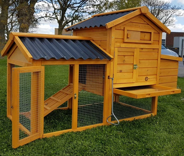 Chicken Coop Run Hen House Poultry Ark Home Nest Box Coup Coops Rabbit Hutch