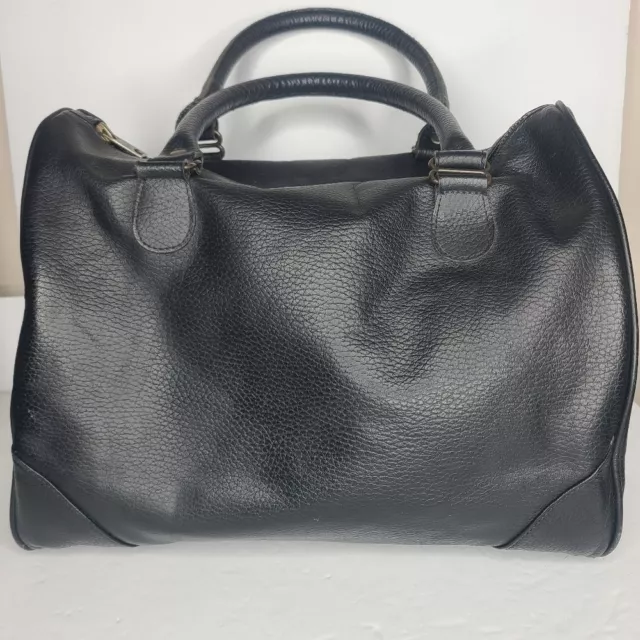 VTG American Apparel Black Leather Doctors Bag Carry All Zip Close Top Handles