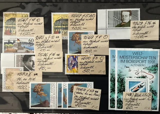 Briefmarken BRD  13 Plattenfehler nach Schantl gestempelt ! Siehe Foto!
