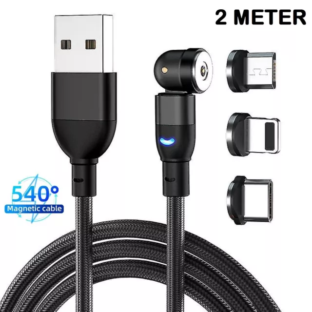 Magnetic 540° Fast Charging Data Cable Cord Charger For Type-C Micro USB lPhone