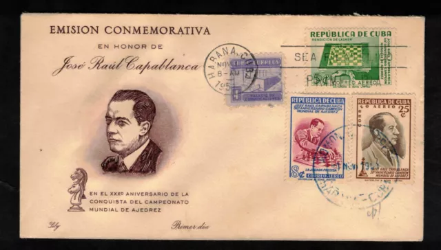 Jose Raul Capablanca - FDC - Schach Motivumschlag 1951 - Karibik - MiF