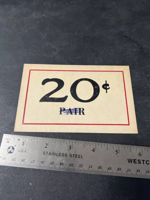 Vtg 2x Sided Used 1930s Country Store Counter / Shelf Price Sign 20c Pair