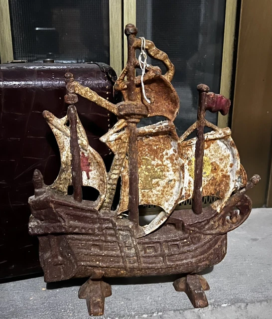 1920S CAST IRON Spanish Galleon Ship Doorstop 27.00 PicClick