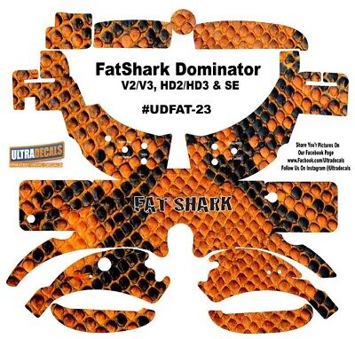 Dominator Noir Camouflage Fatshark Dominator V2 V3 HD2 HD3 Skin Wrap Décalque Gras Shark 