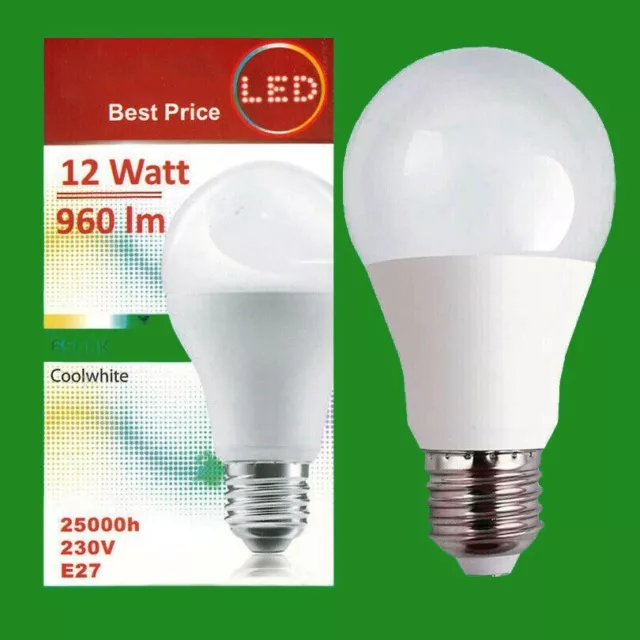 4x 12W LED GLS A60 Es Edison E27 6500K Blanco Frío Bombilla Lámpara 960Lm 230V