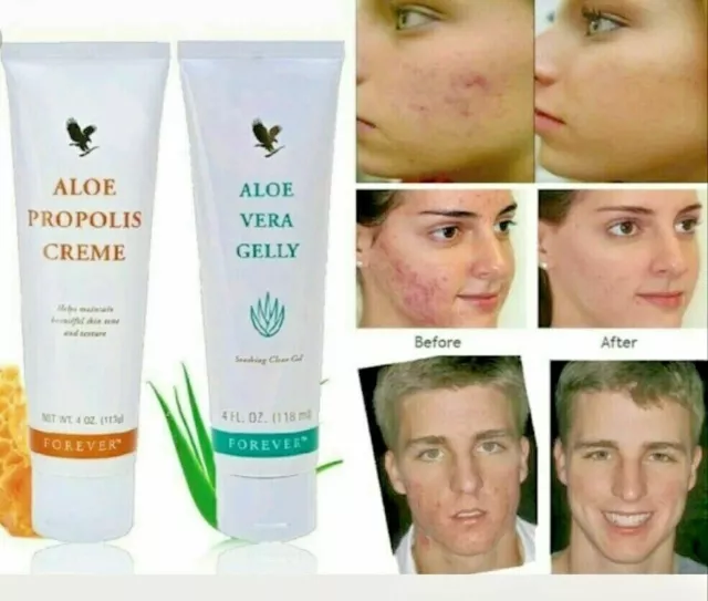 FOREVER LIVING ALOE VERA GELLY & ALOE PROPOLIS CREAM SET OF 2 FOR Free Shipping