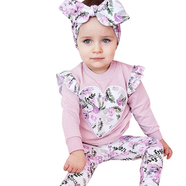 Toddler Kids Baby Girls Floral Tracksuit T Shirt Tops Pants Outfits Clothes Set 2