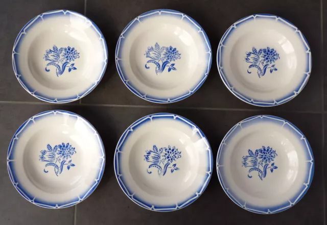 6 Assiettes creuses en faïence de Sarreguemines et Digoin, modèle CANEBIERE (b)