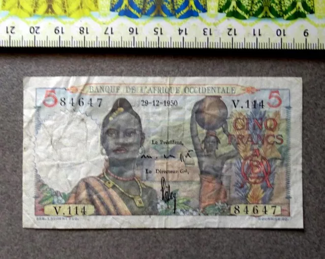 (GB8), Banknote, 5 Francs, West Africa, Year : 1950 .