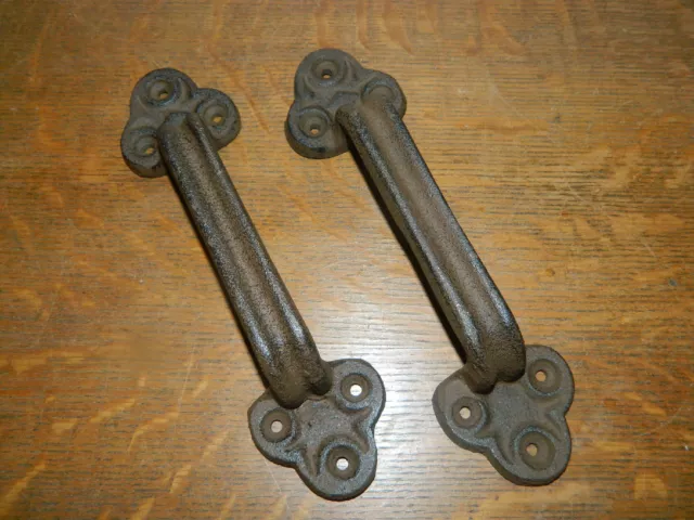 Set/2 Heavy 9" Rustic Iron Door Gate Cabinet Barn Handles 6 Hole Mounting
