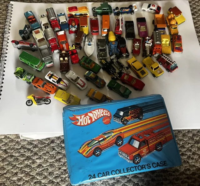 Vintage Diecast Car Lot Hot wheels, Matchbox And Other With Case Over 50 Cars