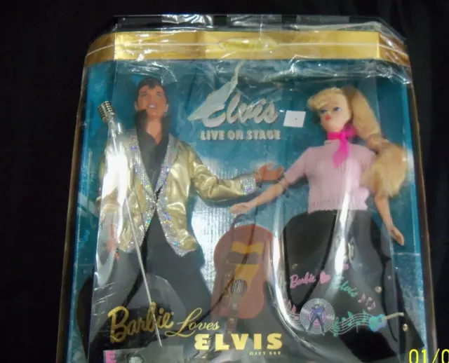 New Vintage 1997 Elvis Live On Stage, Barbie Loves Elvis Gift Set Mattel 22