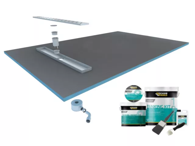 Wet room Kit Wetroom - Walk in Shower Tray With Linear Drain Included