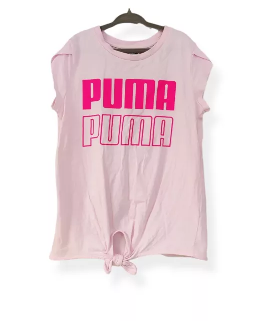 Puma Pink Graphic Logo Short Sleeve Tshirt, Girls Small 7/8