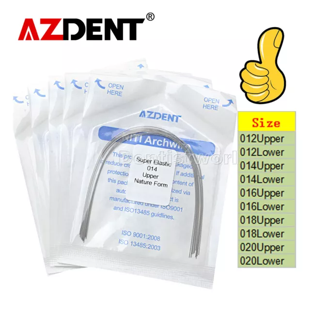 AZDENT Dental Orthodontic Super Elastic Niti Round Arch Wires Nature Form