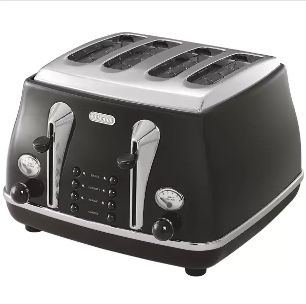 Delonghi Icona Classic 4 Slice Toaster Non-slip Progressive Browning Black
