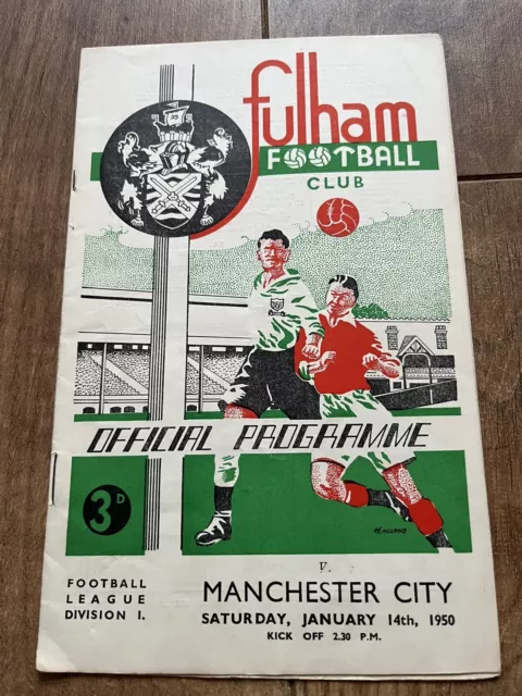 1950 Fulham Football club v MANCHESTER CITY DIVISION 1 Programme