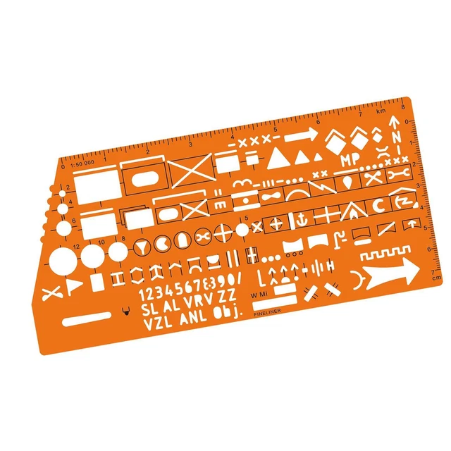 MAP DRAWING TEMPLATE Stencil with 1/50000 Scale Lightweight Measuring ...