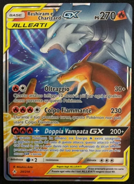 Carta Pokémon Reshiram e Charizard-GX (20/214) Ultra Rara Elos Inquebráveis  TCG Original