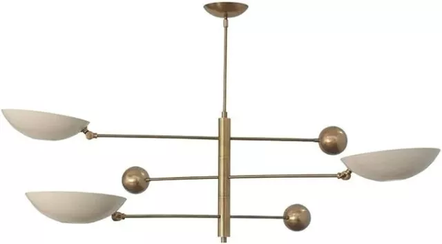 Italian 3 Light Pendant Mid Century Modern Raw Brass Sputnik Chandelier Light Fi