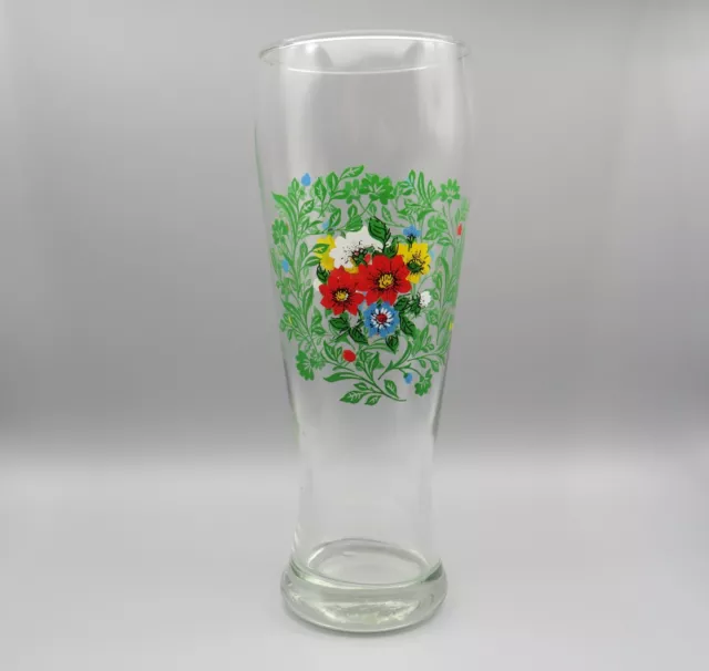 Altes Bierglas, Glas mit Blumenmotiv, 1950er Jahre