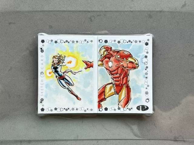 2021 2023 Marvel Premier Sketch Dual Booklet Captain Marvel Iron Man  Aires Melo